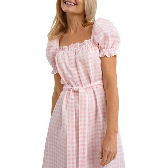 Sleeper Womens Brigitte Pink Linen Long Daytime Maxi Dress NWOT - Picture 2 of 2